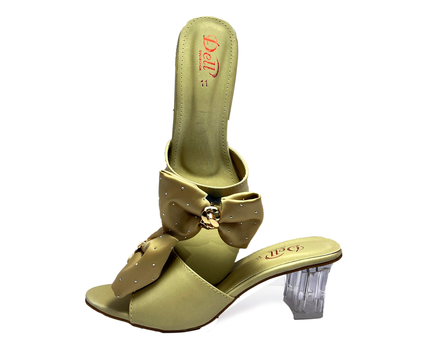 Luxury Satin Bow Decor Clear Heels DX102