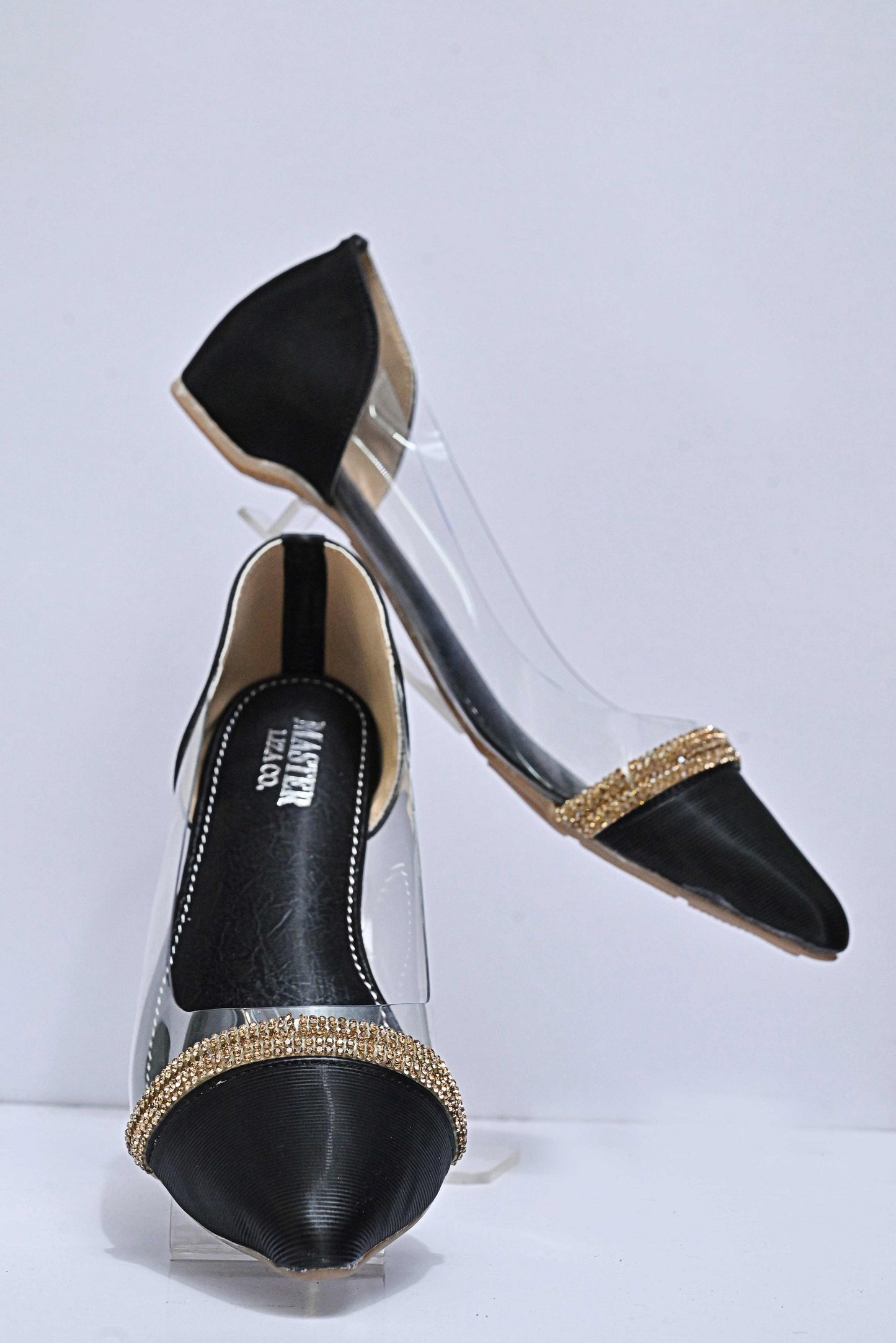 Comfy Black Crystal Sandals DX 08
