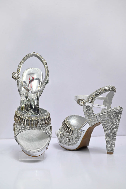 Silver Rhinestones Wedding heels DX 13