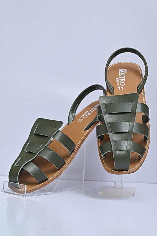 Olive Cutout Design Sandals DX 43