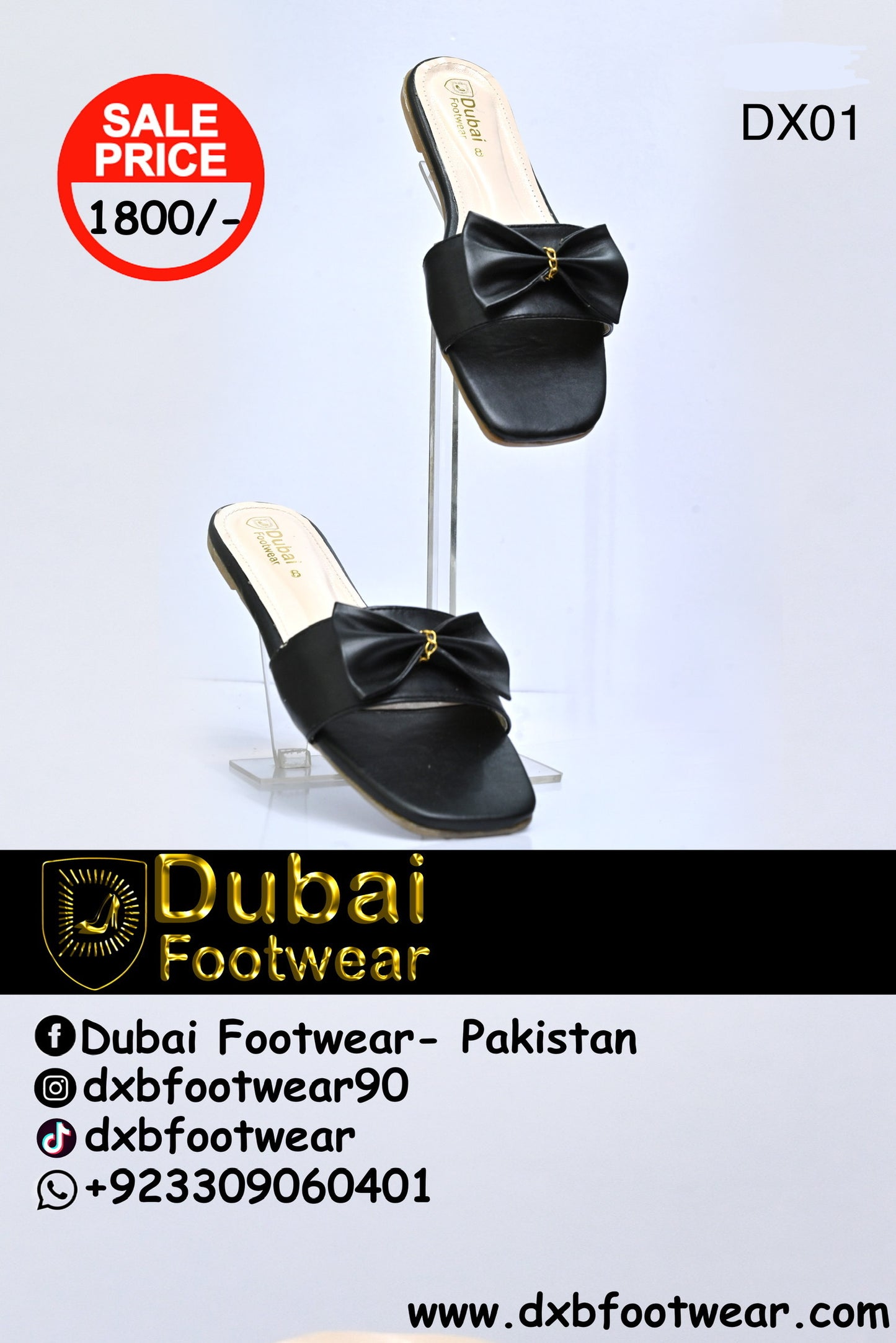 BLACK BOWKNOT FLAT SANDALS DX 01